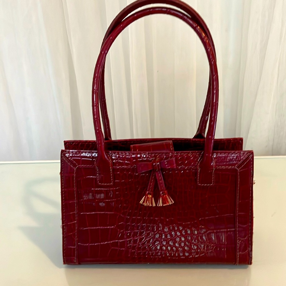 Liz Claiborne Red Leather Gator Handbag